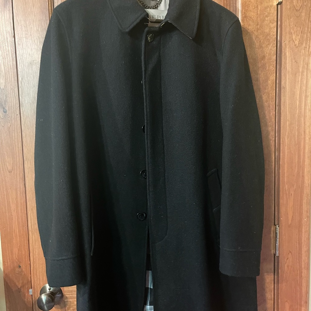 Burberry wool coat, dark blue, knee length